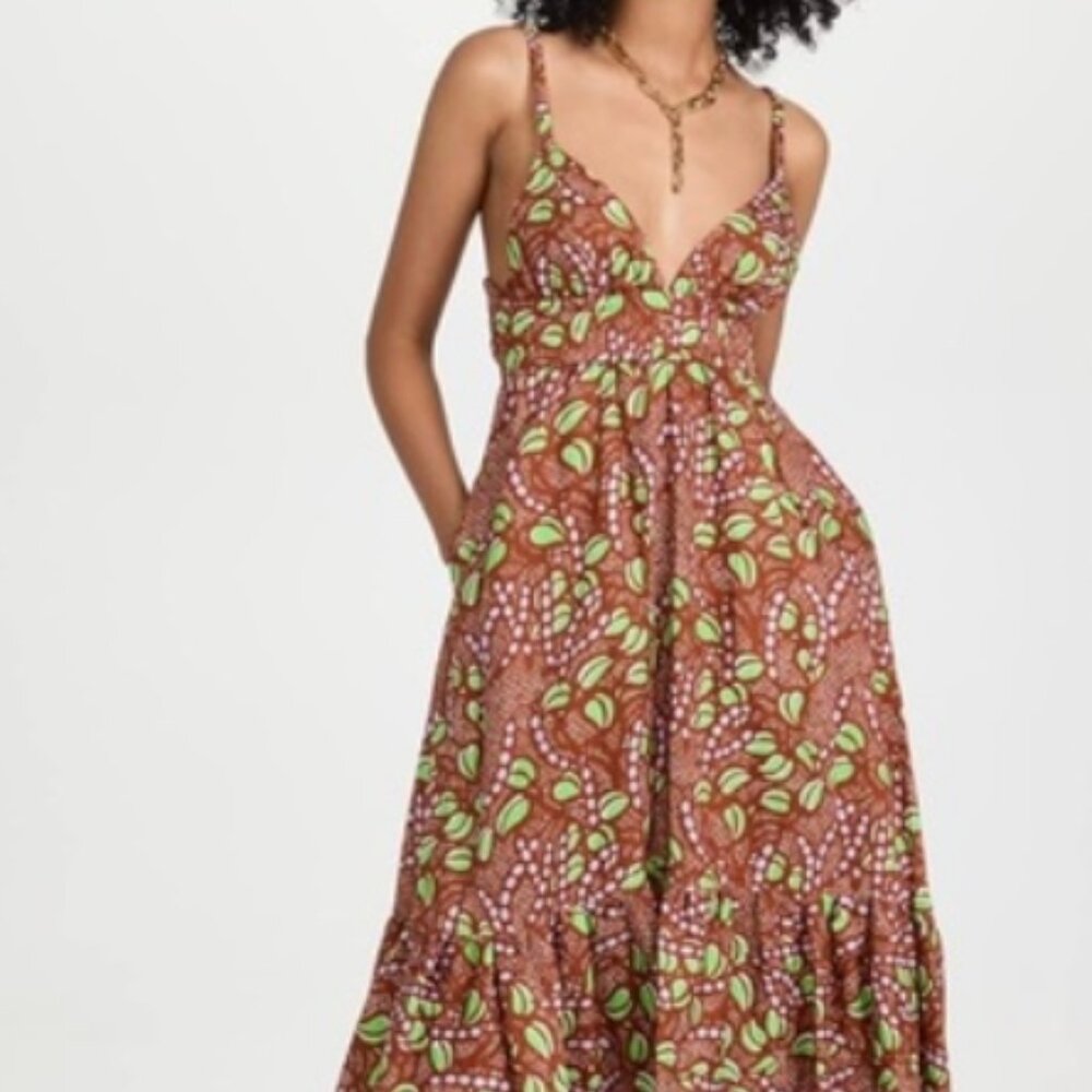 NEW A.L.C.  Rhodes Dress in Bronze Tone/ Green Kick Multi Size 4